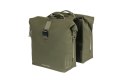 Sakwa podwówjna BASIL SOHO DOUBLE PANNIER BAG NORDLICHT Universal Bridge System 41L, 100% wodoodporna moss green oświetlenie Nor