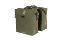 Sakwa podwówjna BASIL SOHO DOUBLE PANNIER BAG NORDLICHT Universal Bridge System 41L, 100% wodoodporna moss green oświetlenie Nor