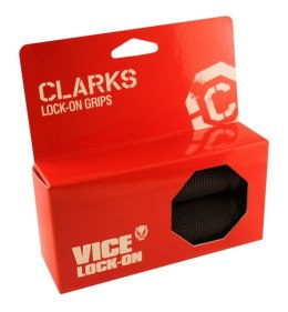 Chwyty kierownicy CLARKS CLO-201, LOCK-ON, Czarne, Pierścienie czarne aluminiowe anodyzowane