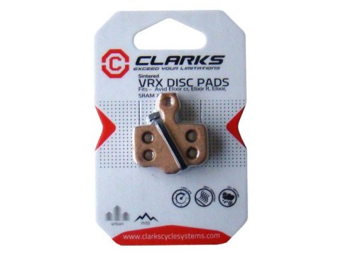 Klocki hamulcowe CLARKS dla AVID/SRAM (Avid Elixir 1, 3, 5, 7, Elixir R, Elixir CR, Sram XX-XO), Spiekane