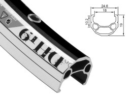 Obręcz mtb ALEXRIMS DH19, V-brake, Stożek 19mm, 26