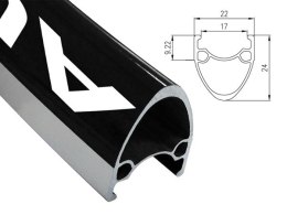 Obręcz szosa ALEXRIMS AT490, V-brake, Stożek 24mm, 700C 622x17, 28 otworów, Czarna, Waga 490g (DWZ)