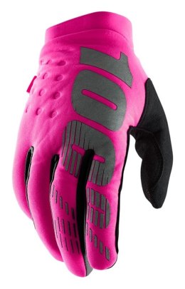 Rękawiczki 100% BRISKER Women's Glove neon pink black roz. L (długość dłoni 181-187 mm) (WYPRZEDAŻ -50%)