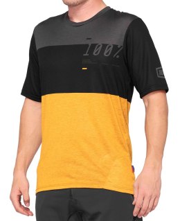 Koszulka męska 100% AIRMATIC Jersey krótki rękaw black mustard roz. L (WYPRZEDAŻ -50%)