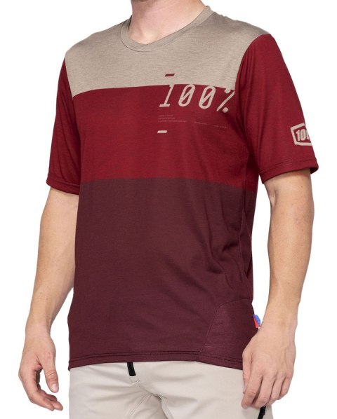 Koszulka męska 100% AIRMATIC Jersey krótki rękaw brick dark red roz. L (WYPRZEDAŻ -50%)