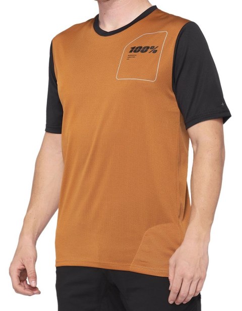 Koszulka męska 100% RIDECAMP Jersey krótki rękaw terracotta black roz. L (WYPRZEDAŻ -50%)