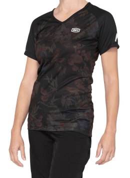 Koszulka damska 100% AIRMATIC Women's Jersey krótki rękaw black floral roz. L (WYPRZEDAŻ -50%)