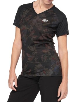 Koszulka damska 100% AIRMATIC Women's Jersey krótki rękaw black floral roz. L (WYPRZEDAŻ -50%)