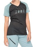 Koszulka damska 100% AIRMATIC Women's Jersey krótki rękaw seafoam checkers roz. L (WYPRZEDAŻ -50%)