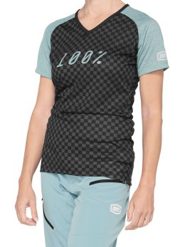 Koszulka damska 100% AIRMATIC Women's Jersey krótki rękaw seafoam checkers roz. XL (WYPRZEDAŻ -50%)