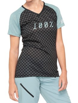 Koszulka damska 100% AIRMATIC Women's Jersey krótki rękaw seafoam checkers roz. XL (WYPRZEDAŻ -50%)