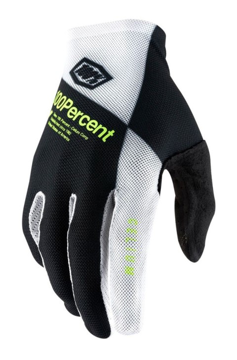 Rękawiczki 100% CELIUM Glove black white fluo yellow roz. S (długość dłoni 181-187 mm) (WYPRZEDAŻ -50%)