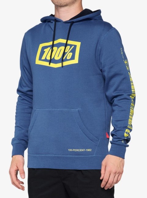 Bluza męska 100% BURST Hooded Pullover Sweatshirt Federal Blue roz. L (WYPRZEDAŻ -50%)