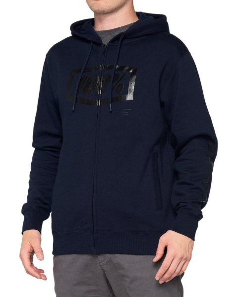 Bluza męska 100% SYNDICATE Hooded Zip Sweatshirt Navy Black roz. L (WYPRZEDAŻ -50%)