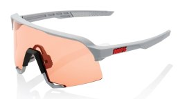 Okulary 100% S3 Soft Tact Stone Grey - HiPER Coral Lens (Szkła Koralowe LT 52% + Szkła Przeźroczyste LT 93%) (WYPRZEDAŻ -45%)