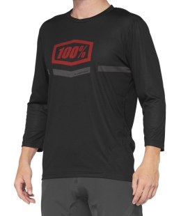 Koszulka męska 100% AIRMATIC 3/4 Sleeve Black Red roz. M (WYPRZEDAŻ -50%)