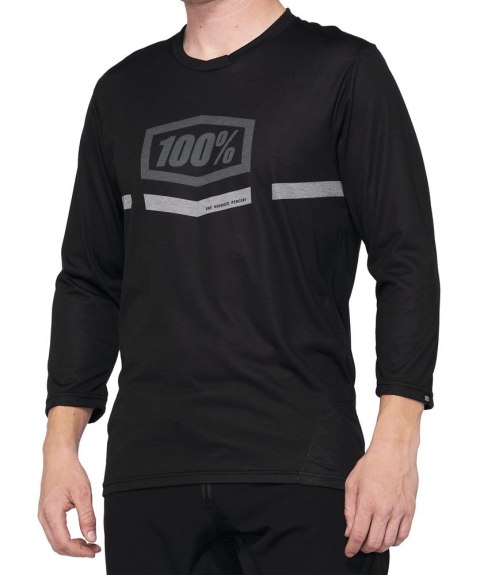 Koszulka męska 100% AIRMATIC 3/4 Sleeve Black roz. L (WYPRZEDAŻ -50%)