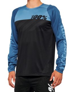 Koszulka męska 100% R-CORE Jersey długi rękaw black slate blue roz. L (WYPRZEDAŻ -50%)