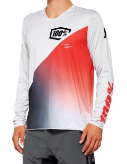 Koszulka męska 100% R-CORE X Jersey długi rękaw grey racer red roz. L (WYPRZEDAŻ -50%)