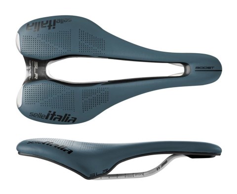 Siodło SELLE ITALIA SLR BOOST GRAVEL TI316, Superflow S (id match - S3), TI 316 Rail, Fibra-Tek, Light Gel, 204g, Niebieskie (NE